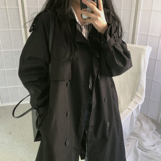 Women Trench Coat Casual Women Long Outerwear